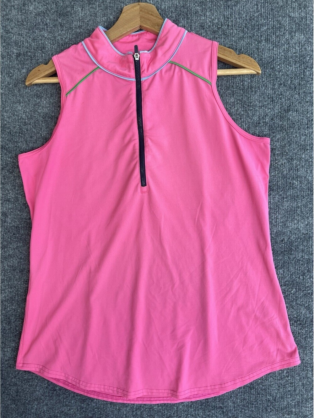 Jofit Women's Sleeveless Golf Polo 1/4 Zip Pink Tennis Performance Top L
